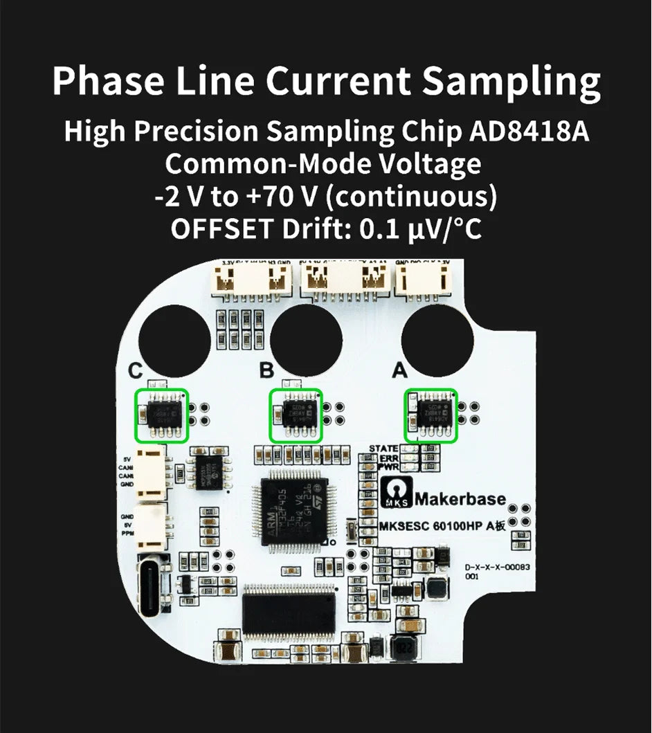 Makerbase VESC 60100 V2 60V 100A High Current With Alu PCB Based on VESC For E-Foil Fight Robot Surfboard AGV Robot
