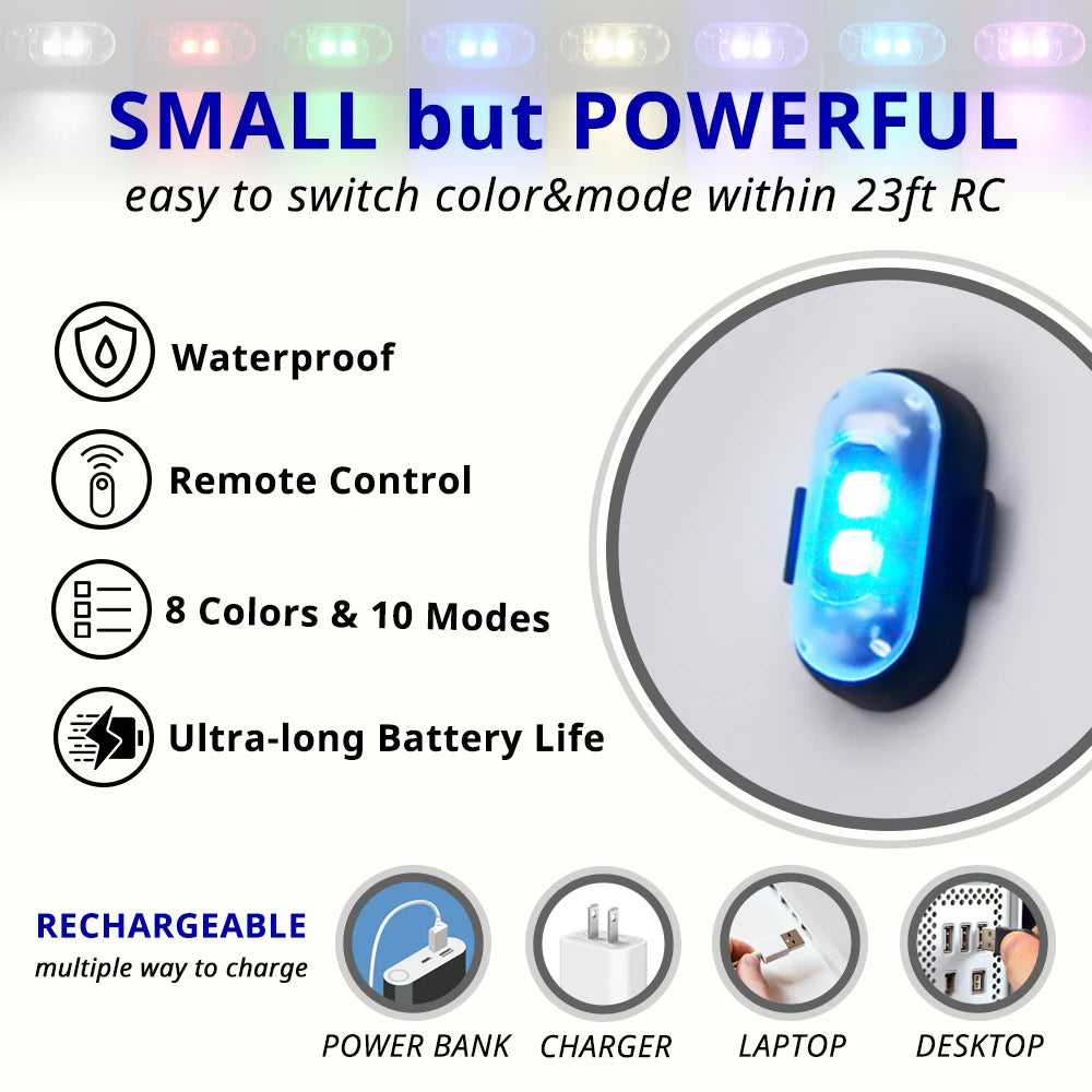 RGB Skateboard Scooter Light Underglow Kit Wireless Remote Control LED 8 Color Rechargeable Strobe Ambient Night Riding Decor