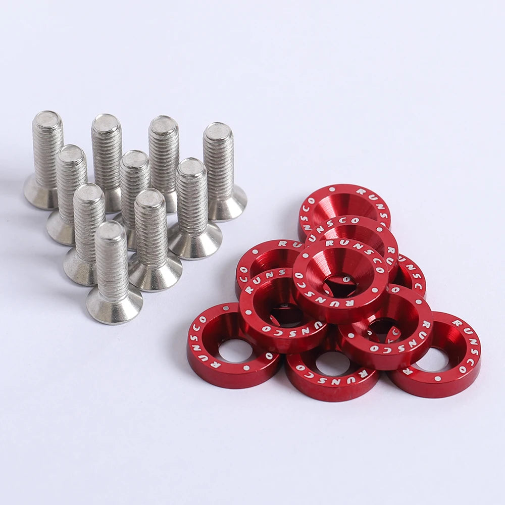 Aluminum M6 Fender Washers and Bolt License Plate Frame Washer Bolts For Honda Nissan Bmw 10Pcs/Pack