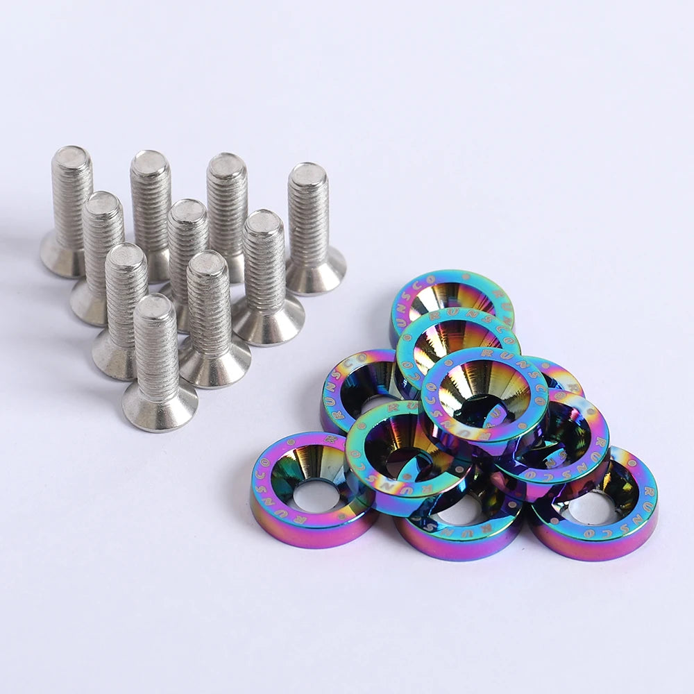 Aluminum M6 Fender Washers and Bolt License Plate Frame Washer Bolts For Honda Nissan Bmw 10Pcs/Pack