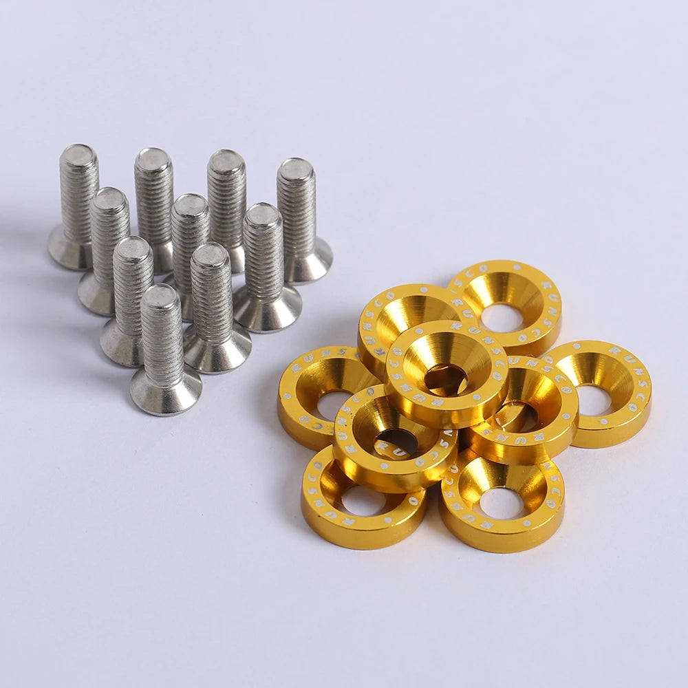 Aluminum M6 Fender Washers and Bolt License Plate Frame Washer Bolts For Honda Nissan Bmw 10Pcs/Pack