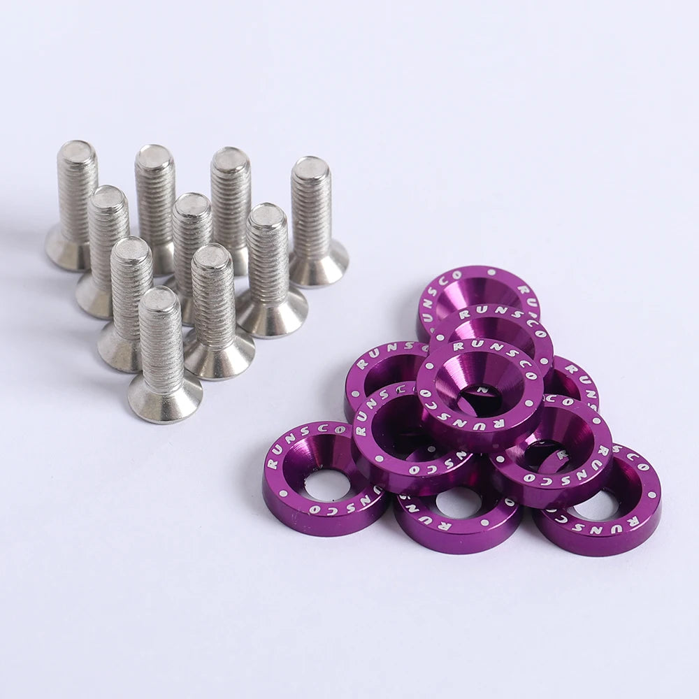 Aluminum M6 Fender Washers and Bolt License Plate Frame Washer Bolts For Honda Nissan Bmw 10Pcs/Pack