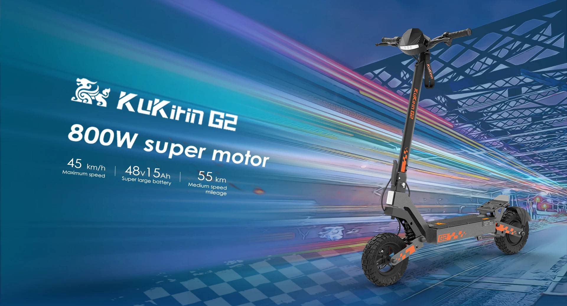Kukirin G2 Foldable Electric Scooter 800W Brushless Motor 48V 15.6Ah Battery 10-inch Tire 45km/h Max Speed 55km Range