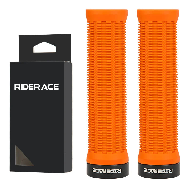 RIDERACE Bicycle Grips Lock on Mountain Bike Handle Bar Cover Ergonomic Mixed Color Shockproof TPR Rubber Cycling Handlebar Grip