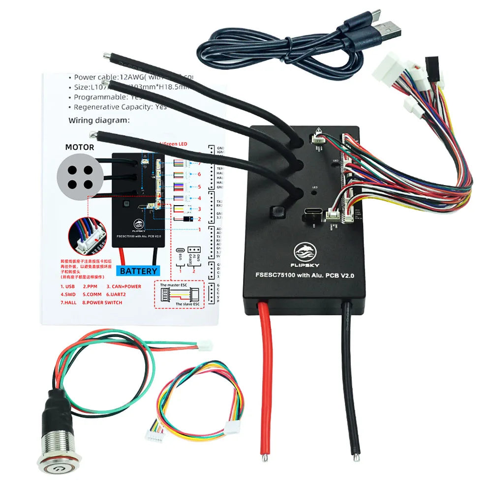 Flipsky 75100  V2.0  ESC Based On VESC 84 V Speed Controller For E-Skateboard Scooter Ebike With Aluminum PCB BLDC FOC