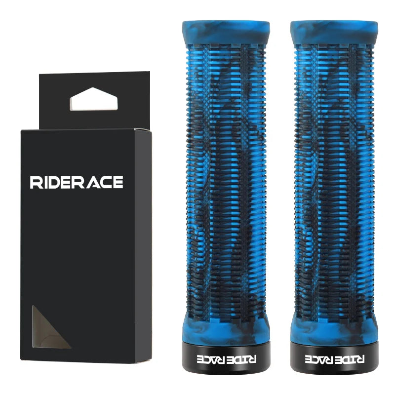 RIDERACE Bicycle Grips Lock on Mountain Bike Handle Bar Cover Ergonomic Mixed Color Shockproof TPR Rubber Cycling Handlebar Grip