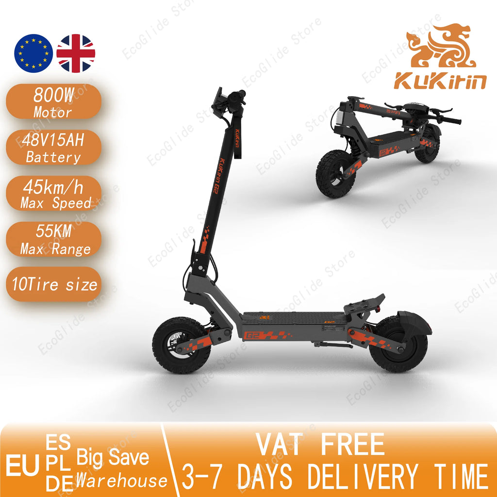 Kukirin G2 Foldable Electric Scooter 800W Brushless Motor 48V 15.6Ah Battery 10-inch Tire 45km/h Max Speed 55km Range