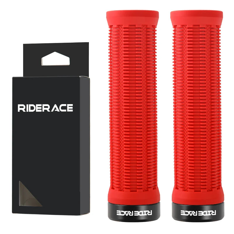 RIDERACE Bicycle Grips Lock on Mountain Bike Handle Bar Cover Ergonomic Mixed Color Shockproof TPR Rubber Cycling Handlebar Grip
