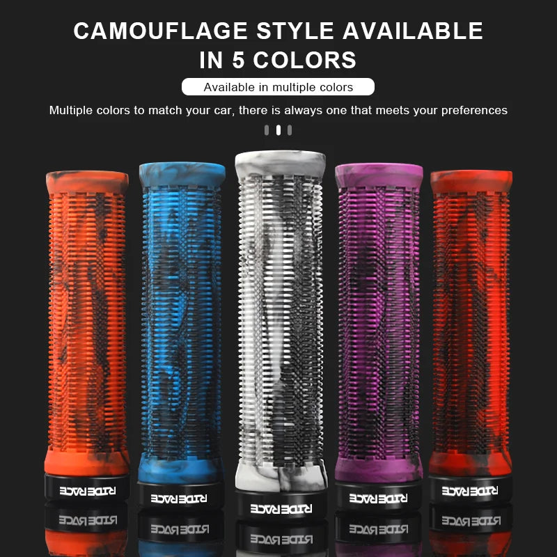 RIDERACE Bicycle Grips Lock on Mountain Bike Handle Bar Cover Ergonomic Mixed Color Shockproof TPR Rubber Cycling Handlebar Grip