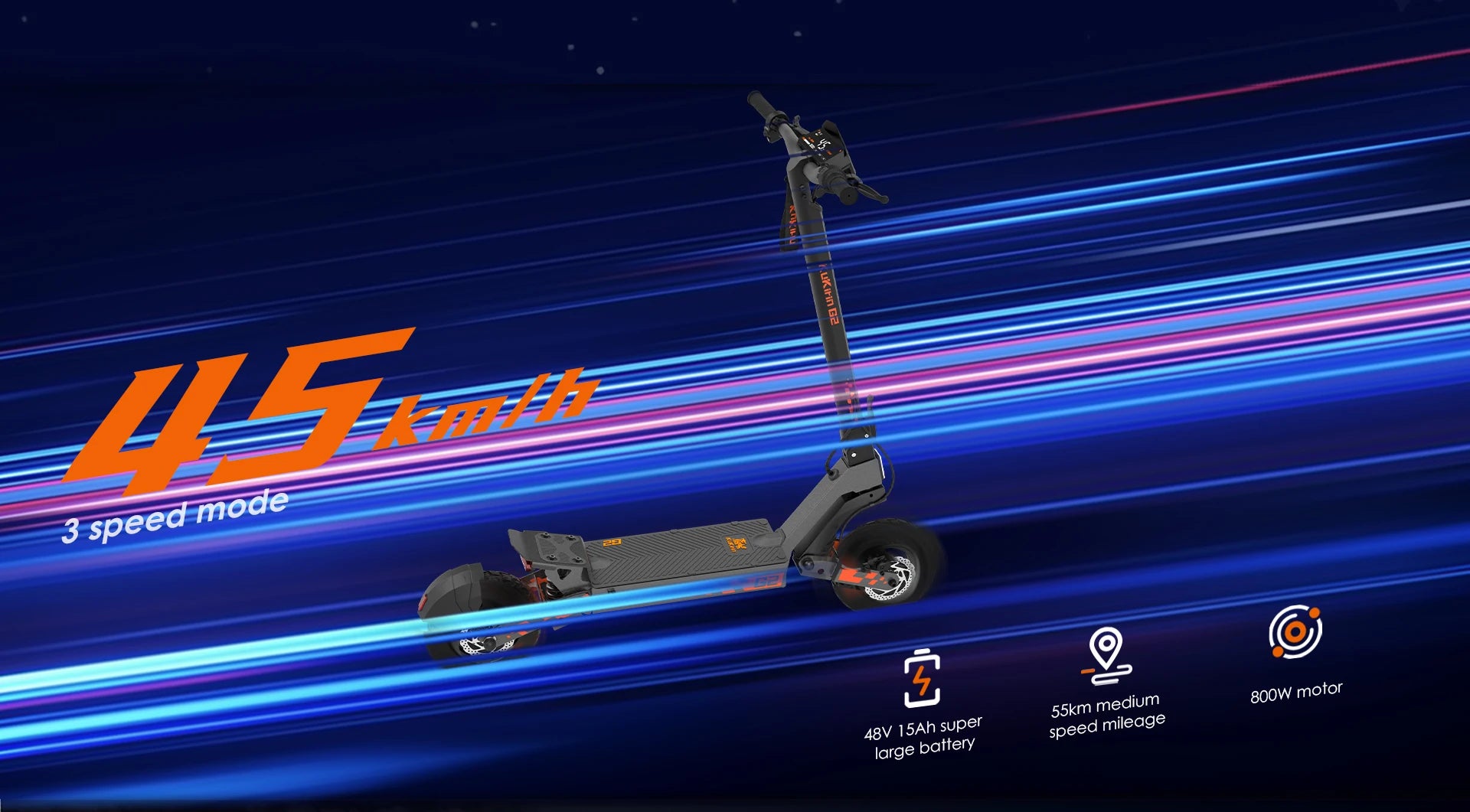 Kukirin G2 Foldable Electric Scooter 800W Brushless Motor 48V 15.6Ah Battery 10-inch Tire 45km/h Max Speed 55km Range