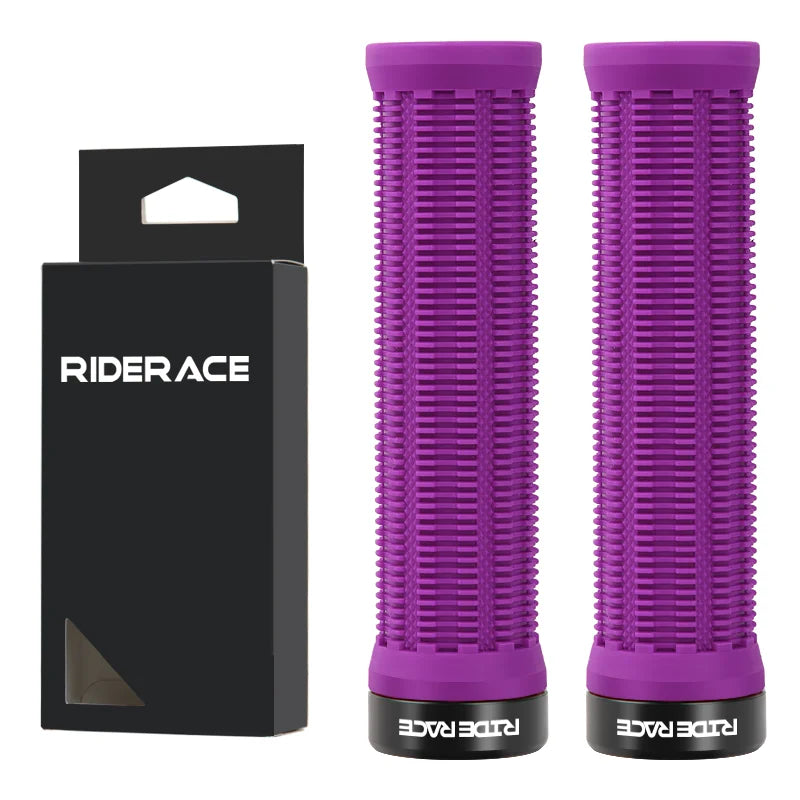 RIDERACE Bicycle Grips Lock on Mountain Bike Handle Bar Cover Ergonomic Mixed Color Shockproof TPR Rubber Cycling Handlebar Grip