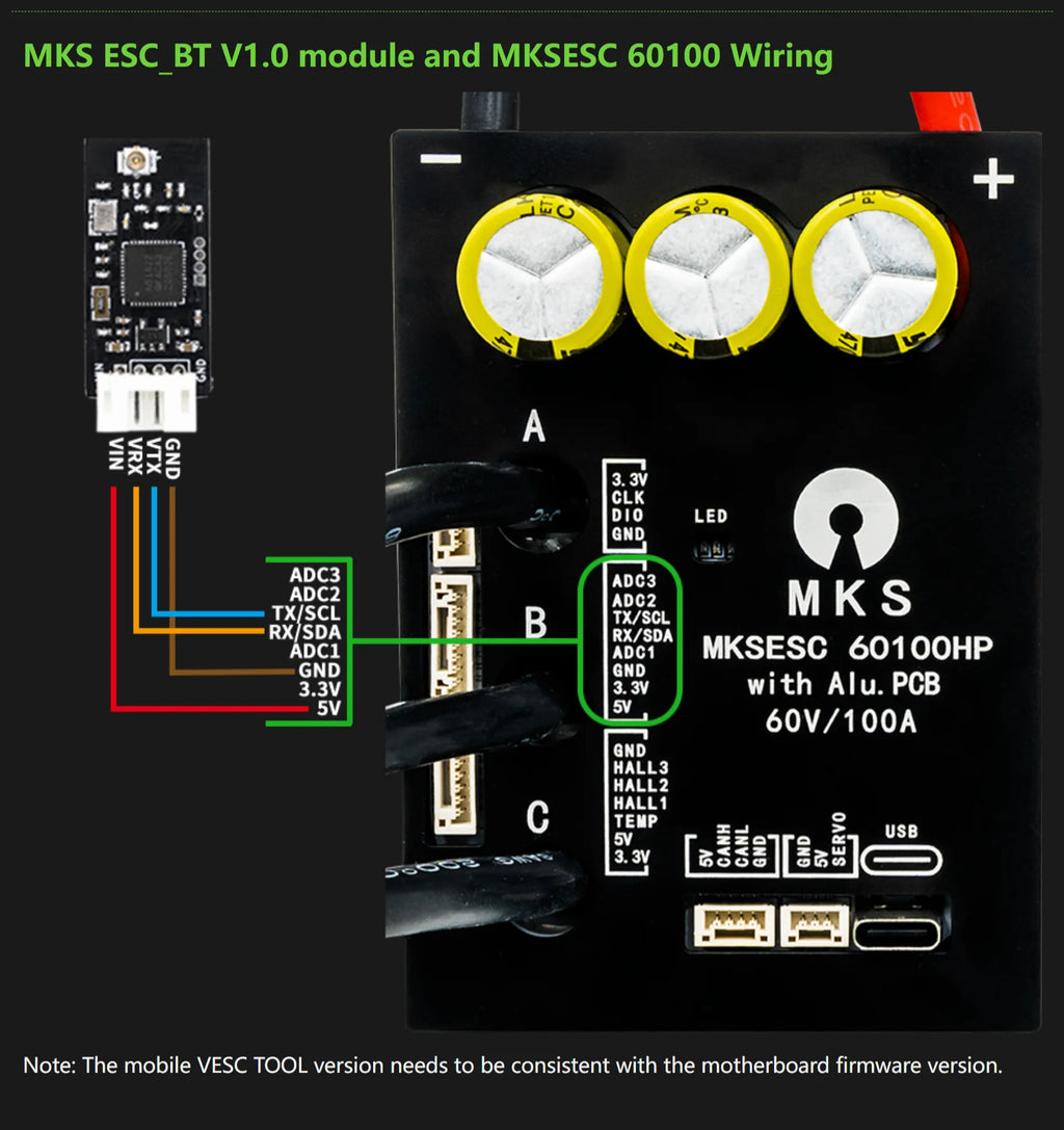 Makerbase VESC 60100 V2 60V 100A High Current With Alu PCB Based on VESC For E-Foil Fight Robot Surfboard AGV Robot