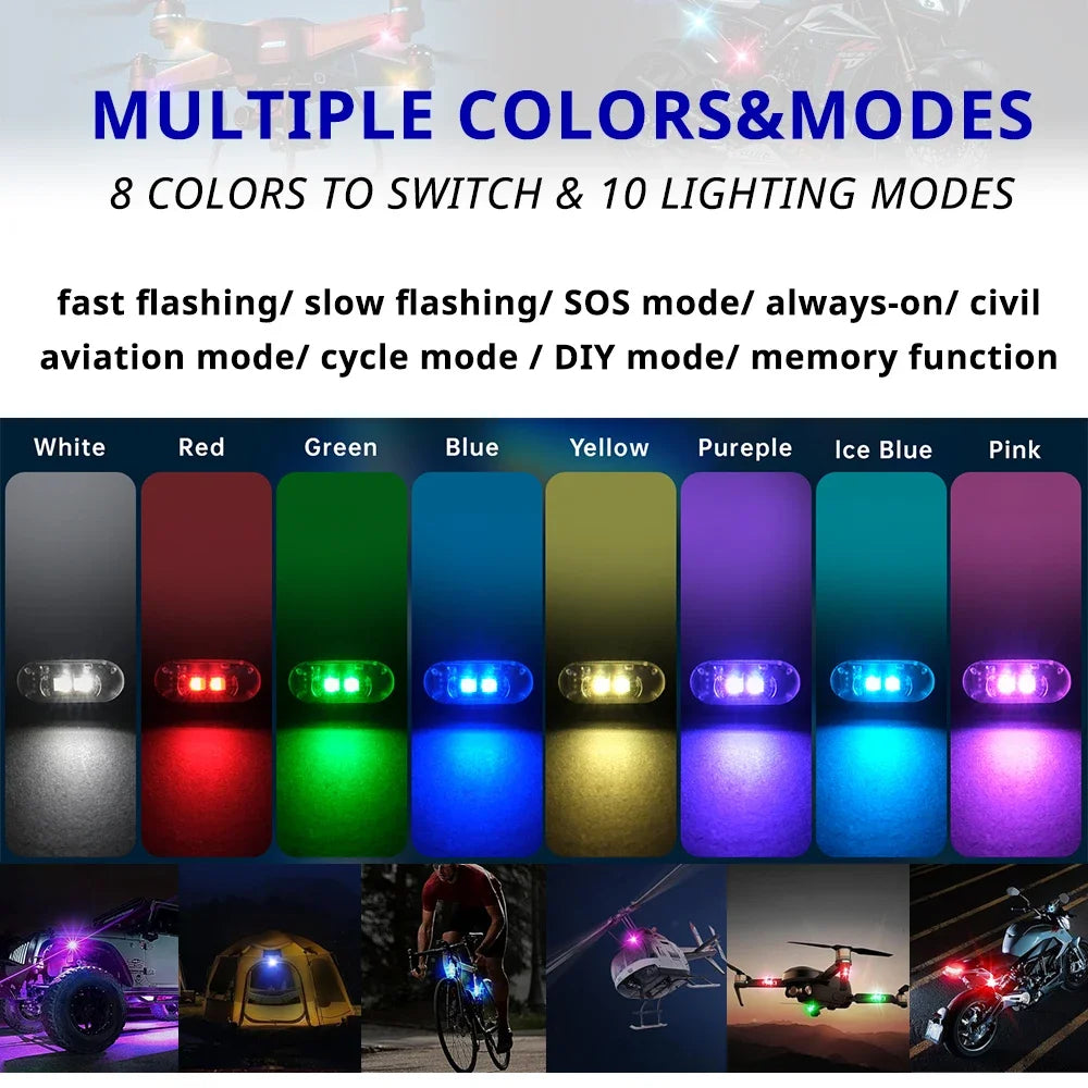 RGB Skateboard Scooter Light Underglow Kit Wireless Remote Control LED 8 Color Rechargeable Strobe Ambient Night Riding Decor