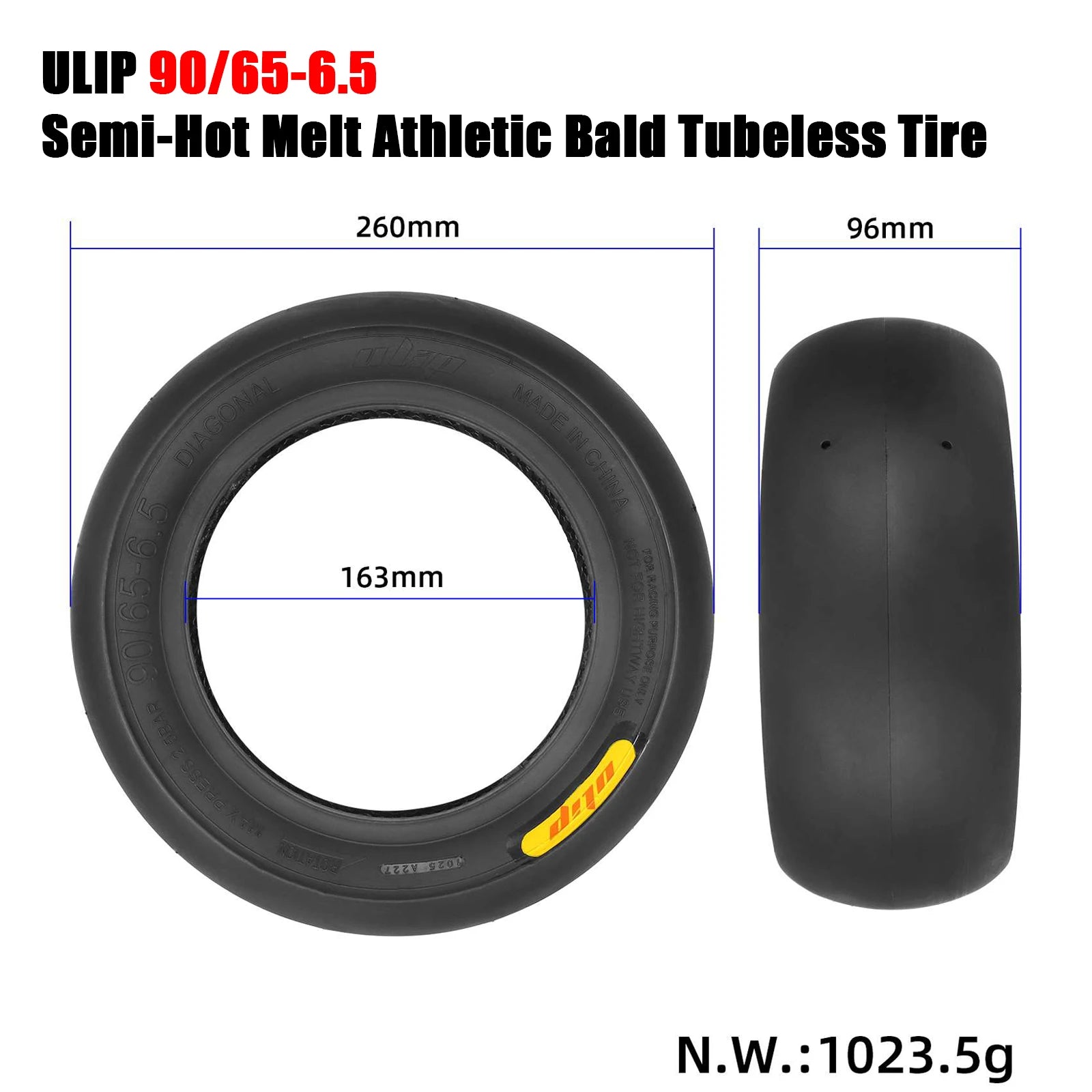 ULIP 11 Inch Semi-Slick High Grip Tubeless Tire for Dualtron Thunder Kaabo Wolf Warrior Electric Scooter Semi-Hot Melt Bald Tyre