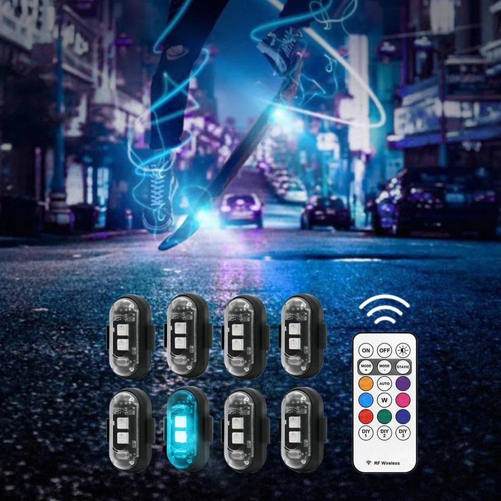 RGB Skateboard Scooter Light Underglow Kit Wireless Remote Control LED 8 Color Rechargeable Strobe Ambient Night Riding Decor
