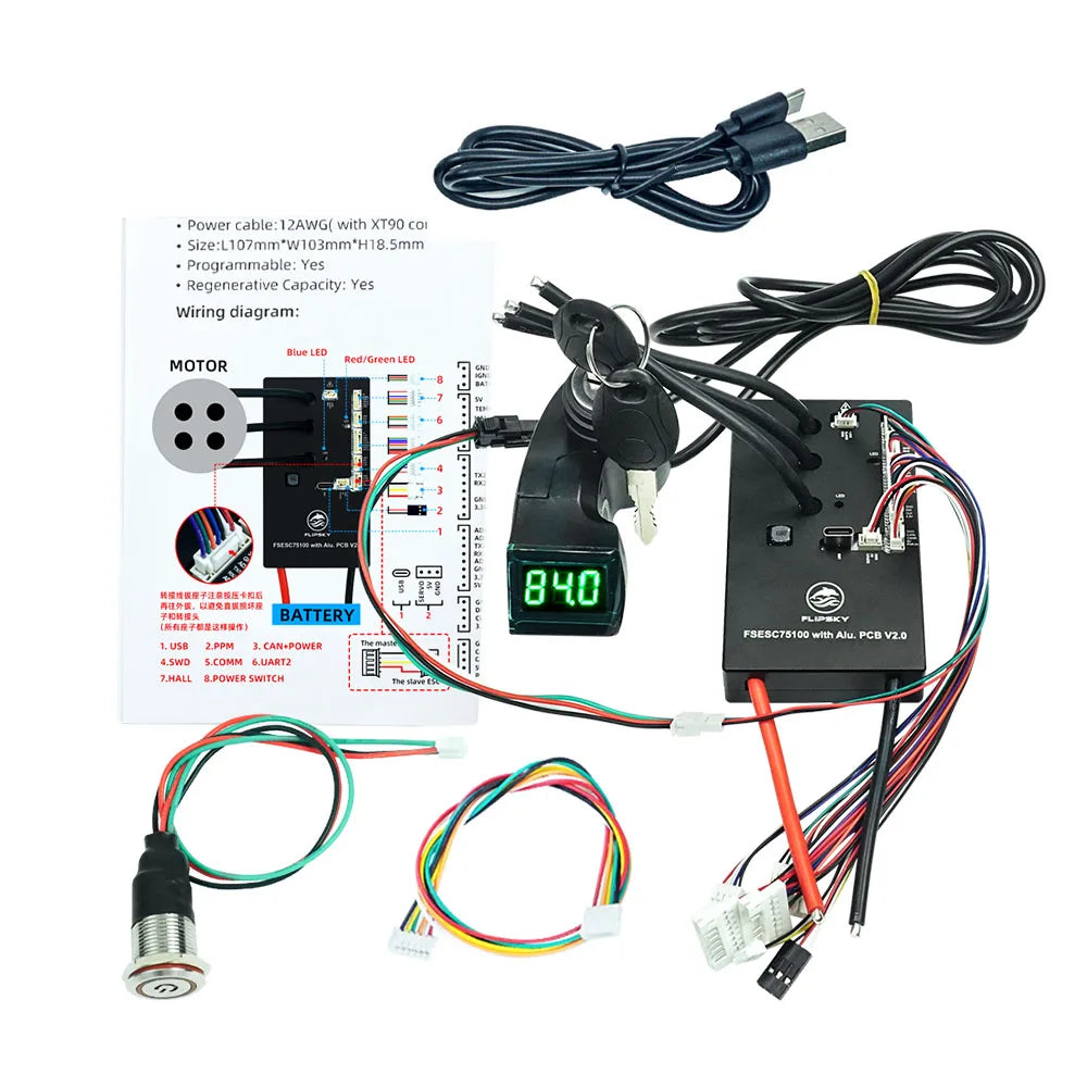 Flipsky 75100  V2.0  ESC Based On VESC 84 V Speed Controller For E-Skateboard Scooter Ebike With Aluminum PCB BLDC FOC