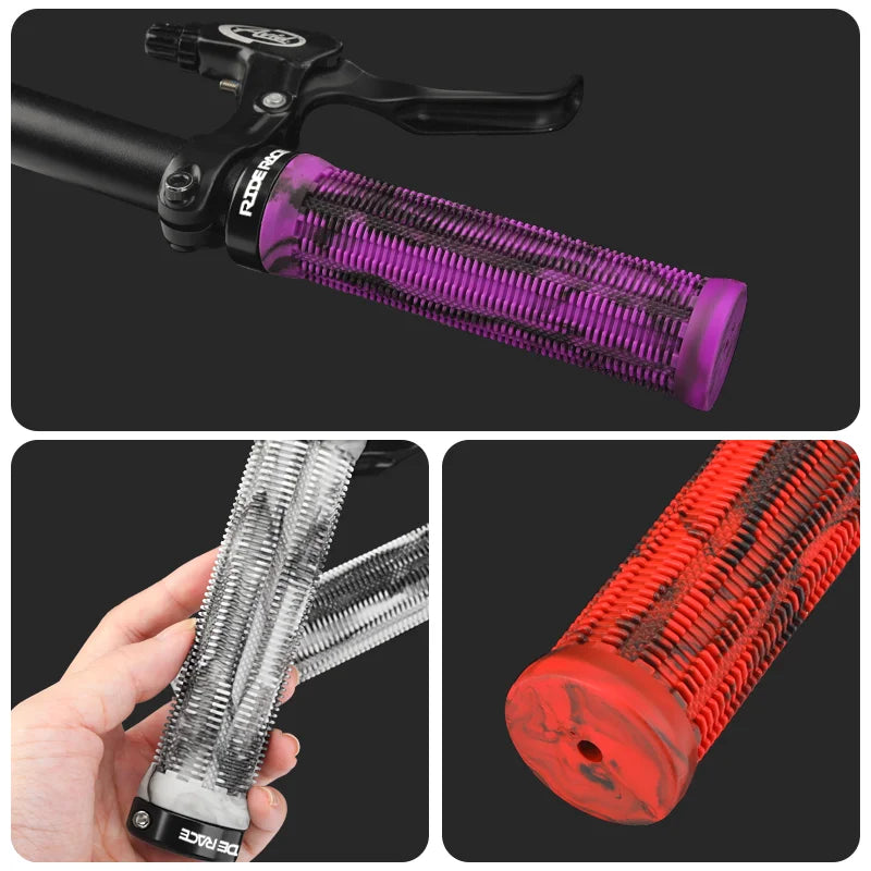 RIDERACE Bicycle Grips Lock on Mountain Bike Handle Bar Cover Ergonomic Mixed Color Shockproof TPR Rubber Cycling Handlebar Grip
