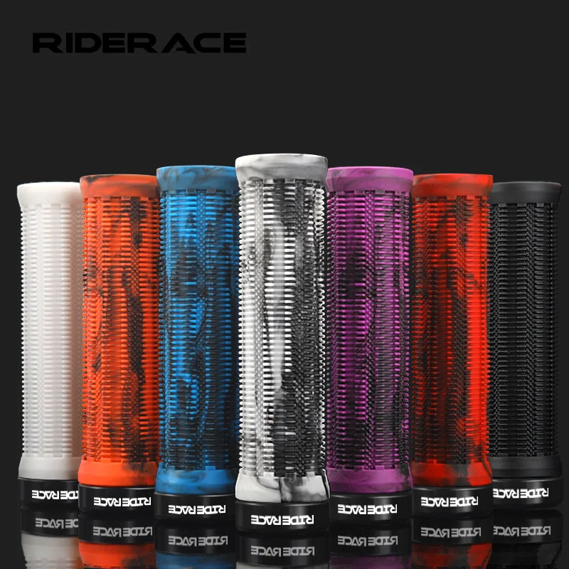RIDERACE Bicycle Grips Lock on Mountain Bike Handle Bar Cover Ergonomic Mixed Color Shockproof TPR Rubber Cycling Handlebar Grip