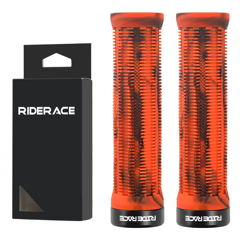 RIDERACE Bicycle Grips Lock on Mountain Bike Handle Bar Cover Ergonomic Mixed Color Shockproof TPR Rubber Cycling Handlebar Grip