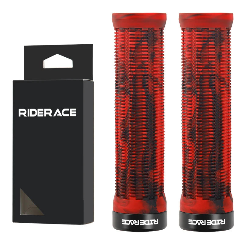RIDERACE Bicycle Grips Lock on Mountain Bike Handle Bar Cover Ergonomic Mixed Color Shockproof TPR Rubber Cycling Handlebar Grip
