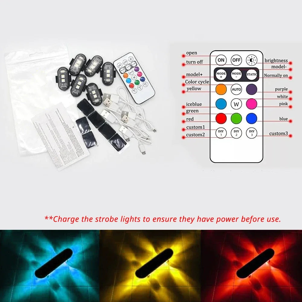 RGB Skateboard Scooter Light Underglow Kit Wireless Remote Control LED 8 Color Rechargeable Strobe Ambient Night Riding Decor