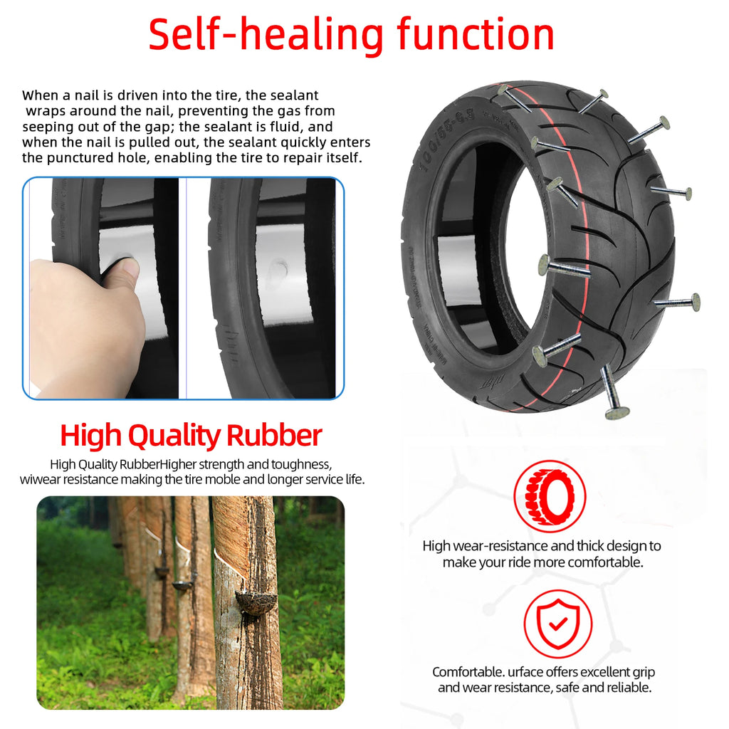 Ulip 11 Inch 100/55-6.5 Self-healing Tubeless Tire For Electric Scooter Front & Rear Built Self-repair Glue Explosion-Proof Tyre