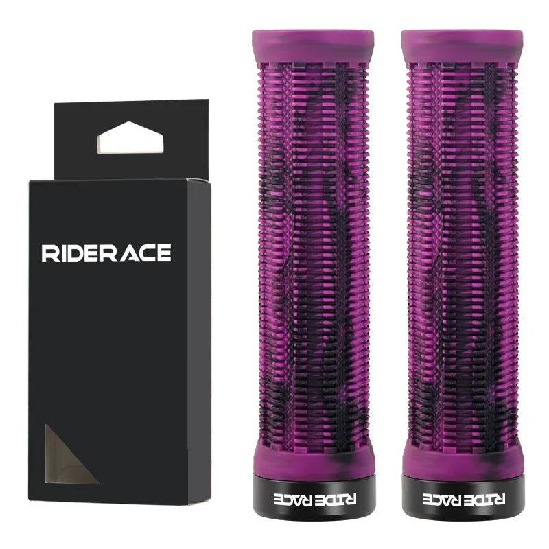 RIDERACE Bicycle Grips Lock on Mountain Bike Handle Bar Cover Ergonomic Mixed Color Shockproof TPR Rubber Cycling Handlebar Grip