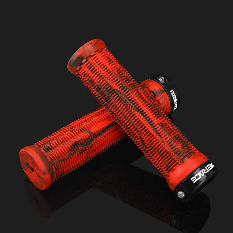RIDERACE Bicycle Grips Lock on Mountain Bike Handle Bar Cover Ergonomic Mixed Color Shockproof TPR Rubber Cycling Handlebar Grip